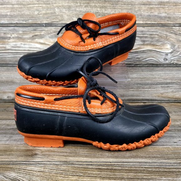L.L. Bean Shoes - L.L. Bean Rubber Moc Waterproof Rare Orange Duck Shoes Women's Size 8